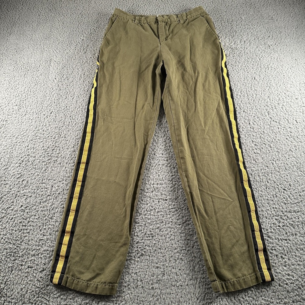 Zadig &‎ Voltaire Chino Pants Womens 40 Green Side Stripe Elastic Waist Twill